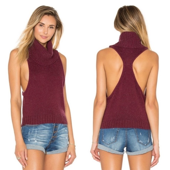 One Teaspoon Black Open-Back Turtleneck Sleeveless Sweater - Cozy Knit Top - Picture 7 of 7